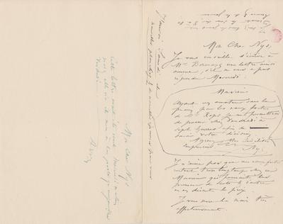 Lettre de Félicien Rops à [François] Nys. s.l., entre [1881/10]/00 et [1884/01]/00. Bruxelles, Bibliothèque royale de Belgique, III/215/10/48