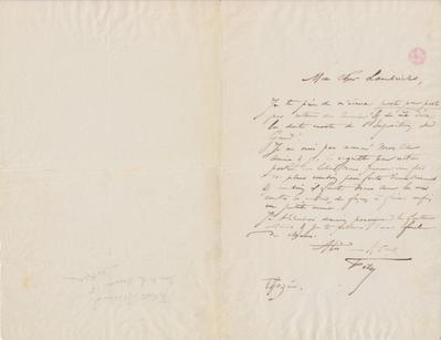 Lettre de Félicien Rops à [Edmond] Lambrichs. Mettet, 0000/00/00. Bruxelles, Bibliothèque royale de Belgique, III/215/11/12