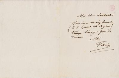 Lettre de Félicien Rops à [Edmond] Lambrichs. s.l., 0000/00/00. Bruxelles, Bibliothèque royale de Belgique, III/215/11/14