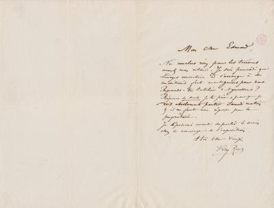 Lettre de Félicien Rops à Edmond [Lambrichs]. s.l., 0000/00/00. Bruxelles, Bibliothèque royale de Belgique, III/215/11/16