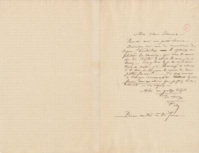 Lettre de Félicien Rops à Edmond [Lambrichs]. s.l., entre [1875]/00/00 et [1876]/00/00. Bruxelles, Bibliothèque royale de Belgique, III/215/11/18