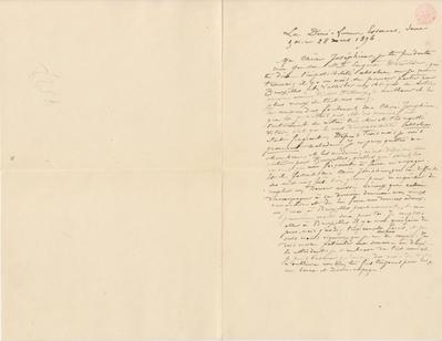 Lettre de Félicien Rops à Joséphine [Hallaux]. Corbeil-Essonnes, 1896/03/28. Bruxelles, Bibliothèque royale de Belgique, III/215/11/39