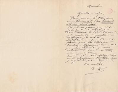 Lettre de Félicien Rops à [François] Nys. [Corbeil-Essonnes], 0000/00/00. Bruxelles, Bibliothèque royale de Belgique, III/215/11/6