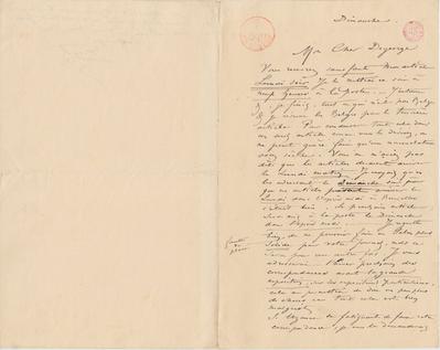 Lettre de Félicien Rops à [Léon] Degeorge. s.l., entre [1881/04]/00 et [1881/05]/00. Bruxelles, Bibliothèque royale de Belgique, III/215/12/26