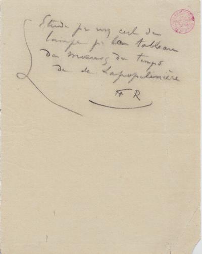 Lettre de Félicien Rops à Inconnu. s.l., 0000/00/00. Bruxelles, Bibliothèque royale de Belgique, III/215/12/43