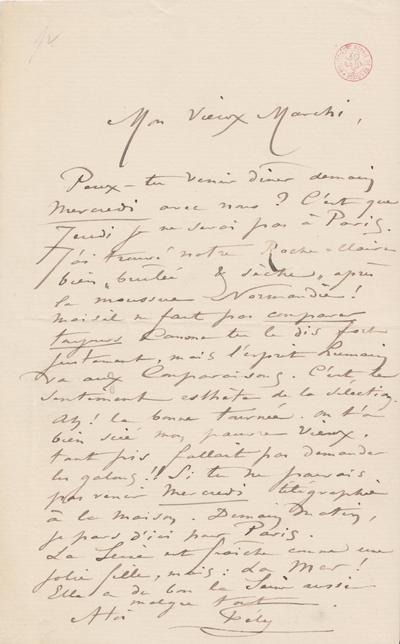 Lettre de Félicien Rops à Inconnu Marchi. s.l., 0000/00/00. Bruxelles, Bibliothèque royale de Belgique, III/215/2/16