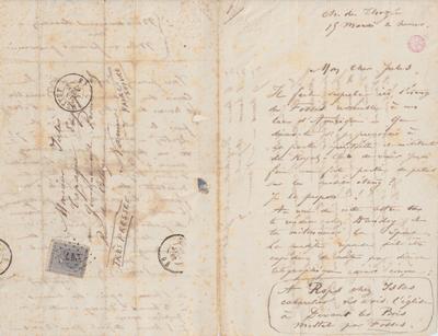 Lettre de Félicien Rops à Jules [Trépagne]. Mettet, 1867/01/15. Bruxelles, Bibliothèque royale de Belgique, III/215/2/28