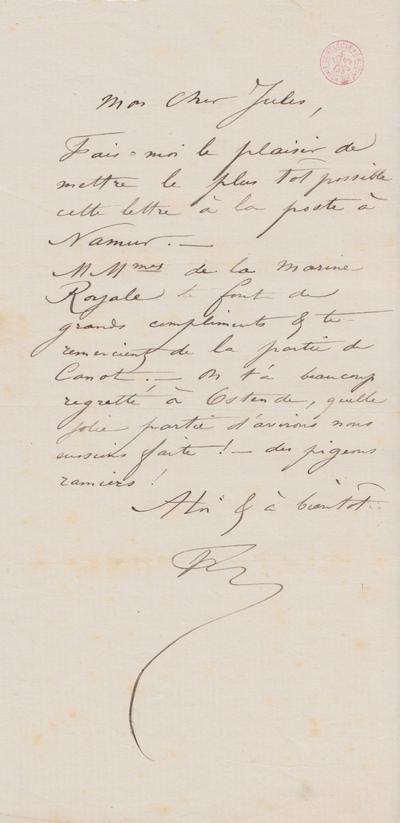 Lettre de Félicien Rops à Jules [Trépagne]. s.l., 0000/00/00. Bruxelles, Bibliothèque royale de Belgique, III/215/2/29