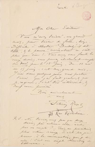 Lettre de Félicien Rops à [Georges] [Charpentier]. Paris, 1880/00/00. Bruxelles, Bibliothèque royale de Belgique, III/215/2/3