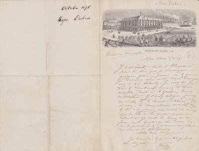 Lettre de Félicien Rops à Louis [Dubois]. s.l., 1878/10/00. Bruxelles, Bibliothèque royale de Belgique, III/215/2/9