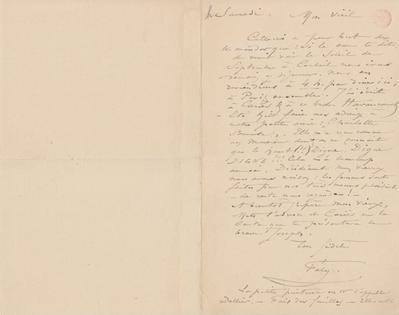 Lettre de Félicien Rops à [Octave] [Uzanne]. s.l., 0000/00/00. Bruxelles, Bibliothèque royale de Belgique, III/215/3/38