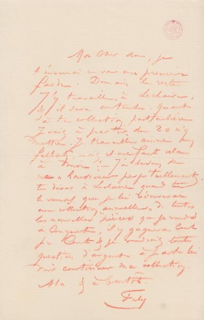 Lettre de Félicien Rops à [Octave] [Uzanne]. s.l., 1884/03/00. Bruxelles, Bibliothèque royale de Belgique, III/215/4/10