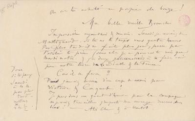 Lettre de Félicien Rops à [Octave] [Uzanne]. s.l., 1882/00/00. Bruxelles, Bibliothèque royale de Belgique, III/215/4/15