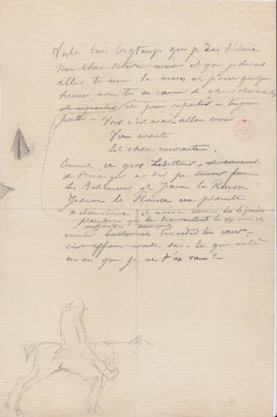 Brouillon de Félicien Rops à Octave [Uzanne]. s.l., 0000/00/00. Bruxelles, Bibliothèque royale de Belgique, III/215/4/27