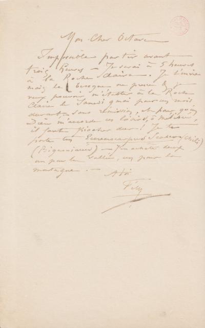 Lettre de Félicien Rops à Octave [Uzanne]. s.l., 0000/00/00. Bruxelles, Bibliothèque royale de Belgique, III/215/4/30