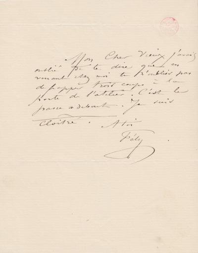 Lettre de Félicien Rops à [Octave?] [Uzanne?]. s.l., 0000/00/00. Bruxelles, Bibliothèque royale de Belgique, III/215/4/35