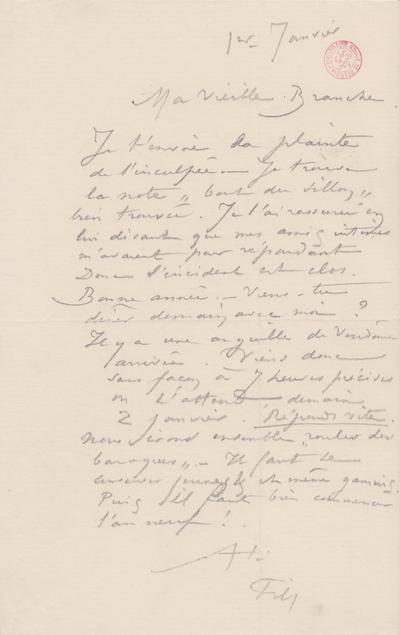 Lettre de Félicien Rops à [Octave] [Uzanne]. s.l., 0000/01/01. Bruxelles, Bibliothèque royale de Belgique, III/215/4/39