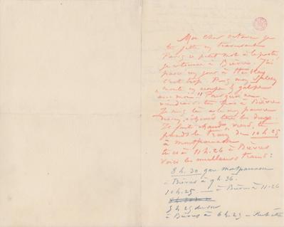 Lettre de Félicien Rops à Octave [Uzanne]. [Paris], 1883/00/00. Bruxelles, Bibliothèque royale de Belgique, III/215/4/40