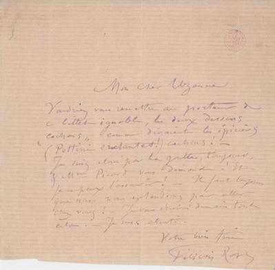 Lettre de Félicien Rops à [Octave] Uzanne. s.l., 1881/00/00. Bruxelles, Bibliothèque royale de Belgique, III/215/4/5