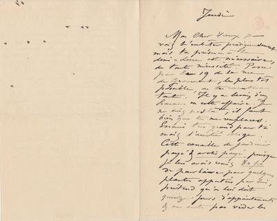 Lettre de Félicien Rops à [Octave?] [Uzanne?]. s.l., 0000/00/00. Bruxelles, Bibliothèque royale de Belgique, III/215/4/6