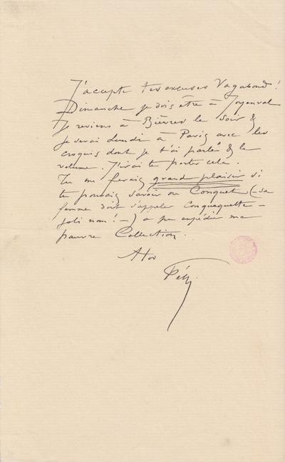 Lettre de Félicien Rops à [Octave?] [Uzanne?]. s.l., 1884/00/00. Bruxelles, Bibliothèque royale de Belgique, III/215/5/28