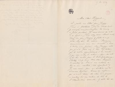 Lettre de Félicien Rops à [Théodore] Hippert. s.l., 1869/11/00. Bruxelles, Bibliothèque royale de Belgique, III/215/5/33