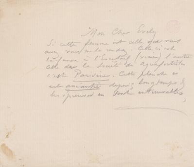 Lettre de Félicien Rops à [Léon] Evely. s.l., 0000/00/00. Bruxelles, Bibliothèque royale de Belgique, III/215/5/45