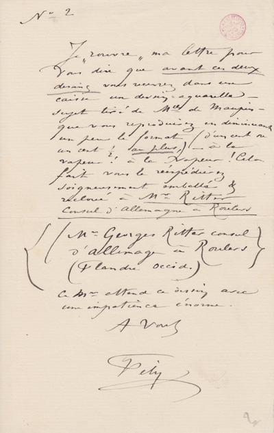 Fragment de Félicien Rops à [Léon] Evely. s.l., 0000/00/00. Bruxelles, Bibliothèque royale de Belgique, III/215/6/10