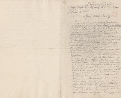 Lettre de Félicien Rops à [Léon] Evely. Bièvres, entre [1883/00/00] et [1884/00/00]. Bruxelles, Bibliothèque royale de Belgique, III/215/6/12