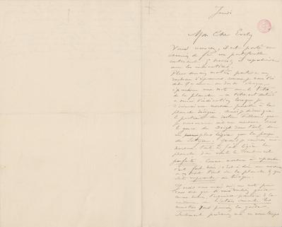 Lettre de Félicien Rops à [Léon] Evely. s.l., 0000/00/00. Bruxelles, Bibliothèque royale de Belgique, III/215/6/14