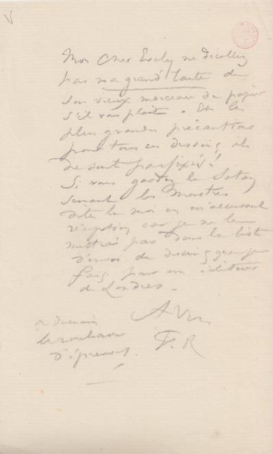 Lettre de Félicien Rops à [Léon] Evely. s.l., 0000/00/00. Bruxelles, Bibliothèque royale de Belgique, III/215/6/16