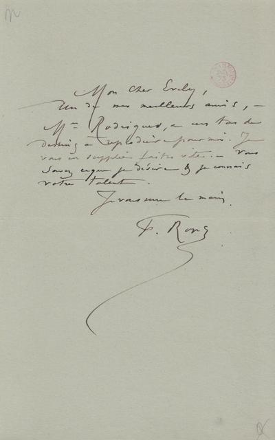 Lettre de Félicien Rops à [Léon] Evely. s.l., 0000/00/00. Bruxelles, Bibliothèque royale de Belgique, III/215/6/23