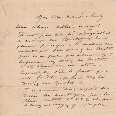 Lettre de Félicien Rops à [Léon] Evely. Paris, 0000/00/00. Bruxelles, Bibliothèque royale de Belgique, III/215/6/27