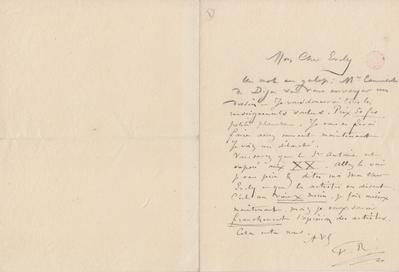 Lettre de Félicien Rops à [Léon] Evely. s.l., entre [1884/02/00] et [1884/03/02]. Bruxelles, Bibliothèque royale de Belgique, III/215/6/31