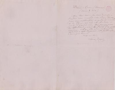 Lettre de Félicien Rops à Inconnu. Corbeil-Essonnes, entre [1895/00/00] et [1896/05]/00. Bruxelles, Bibliothèque royale de Belgique, III/215/6/36