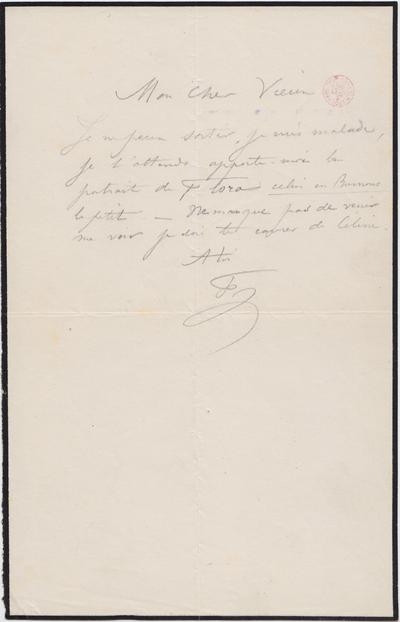 Lettre de Félicien Rops à Inconnu. s.l., 0000/00/00. Bruxelles, Bibliothèque royale de Belgique, III/215/6/40