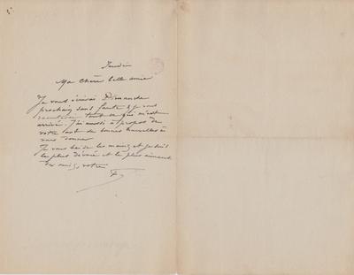 Lettre de Félicien Rops à Inconnue. s.l., 0000/00/00. Bruxelles, Bibliothèque royale de Belgique, III/215/7/1