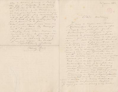 Lettre de Félicien Rops à [Élise] [Kistemaeckers]. [Paris], 1881/01/20. Bruxelles, Bibliothèque royale de Belgique, III/215/7/11