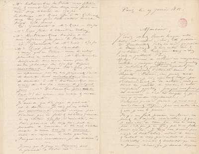 Lettre de Félicien Rops à [Henry] Kistemaeckers. Paris, 1884/01/19. Bruxelles, Bibliothèque royale de Belgique, III/215/7/12