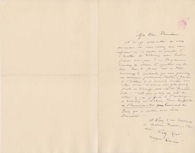 Lettre de Félicien Rops à [Alfred] Prunaire. s.l., 0000/00/00. Bruxelles, Bibliothèque royale de Belgique, III/215/7/14