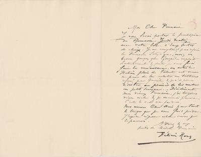 Lettre de Félicien Rops à [Alfred] Prunaire. s.l., 0000/00/00. Bruxelles, Bibliothèque royale de Belgique, III/215/7/15