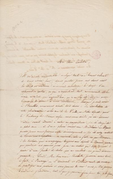 Lettre de Félicien Rops à Carlotta [Charlotte] [Polet de Faveaux]. Bruxelles, 0000/00/00. Bruxelles, Bibliothèque royale de Belgique, III/215/7/45