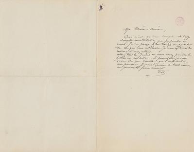 Lettre de Félicien Rops à Inconnue. s.l., 0000/00/00. Bruxelles, Bibliothèque royale de Belgique, III/215/7/6