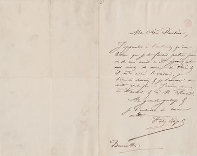 Lettre de Félicien Rops à Pauline [Delvau ?]. Bruxelles, 0000/00/00. Bruxelles, Bibliothèque royale de Belgique, III/215/7/8