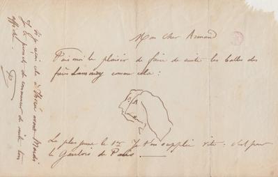 Lettre de Félicien Rops à Armand [Dandoy]. [Mettet], 1862/00/00. Bruxelles, Bibliothèque royale de Belgique, III/215/8/11