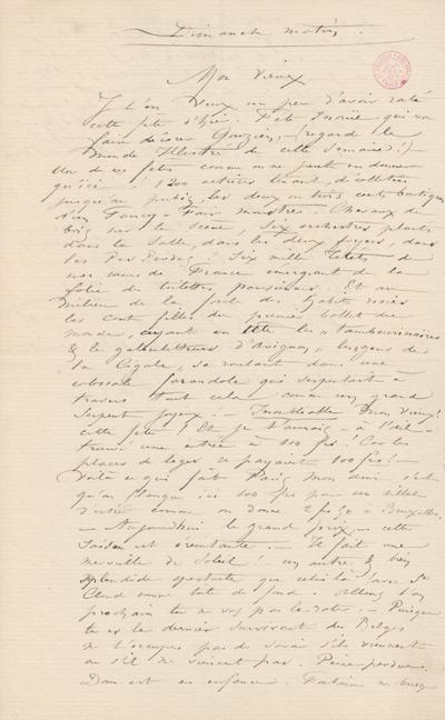 Lettre de Félicien Rops à [Armand?] [Dandoy?]. [Paris], 0000/00/00. Bruxelles, Bibliothèque royale de Belgique, III/215/8/13