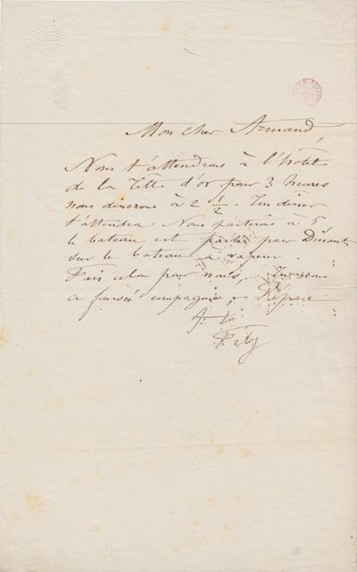 Lettre de Félicien Rops à Armand [Dandoy]. s.l., 0000/00/00. Bruxelles, Bibliothèque royale de Belgique, III/215/8/21