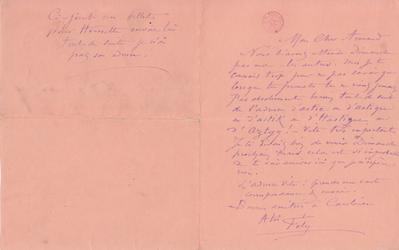 Lettre de Félicien Rops à Armand [Dandoy]. s.l., 0000/00/00. Bruxelles, Bibliothèque royale de Belgique, III/215/8/39