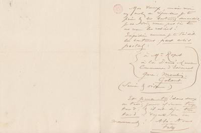 Lettre de Félicien Rops à Inconnu. s.l., 0000/00/00. Bruxelles, Bibliothèque royale de Belgique, III/215/8/4