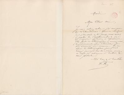 Lettre de Félicien Rops à [Eugène] [Rodrigues]. s.l., 1895/00/00. Bruxelles, Bibliothèque royale de Belgique, III/215/9/1